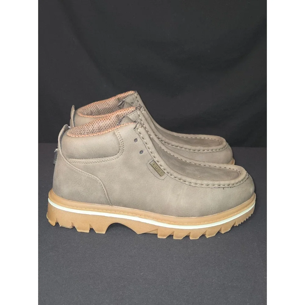 Lugz fringe‎ strutt vintage Suede Moc Toe Ankle Boots Khaki Men's Size 8 USA